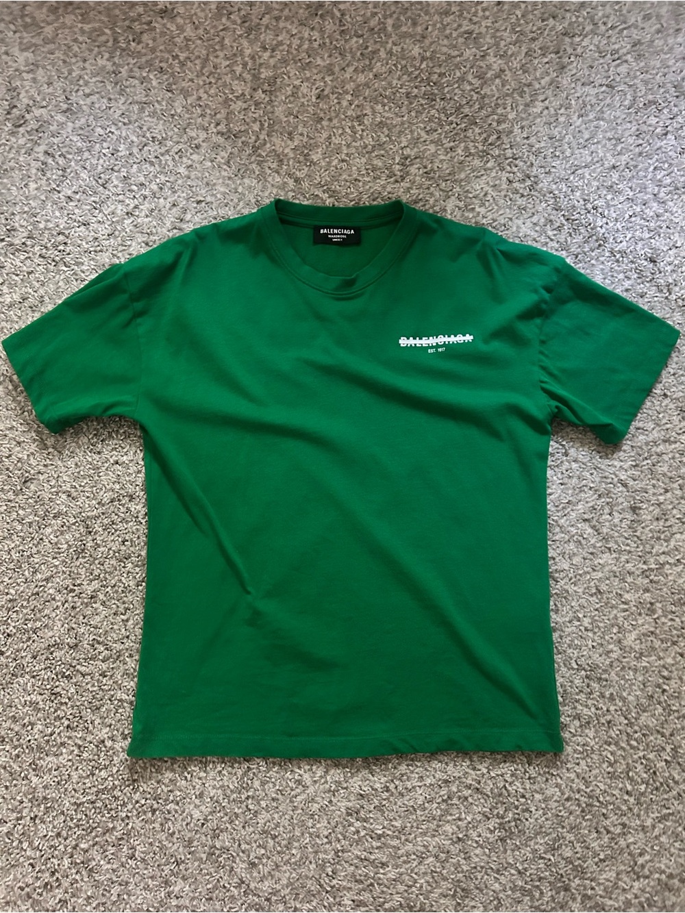 Balenciaga Wardrobe Luxury Designer Unisex M Green Logo T-Shirt Made in Portugal